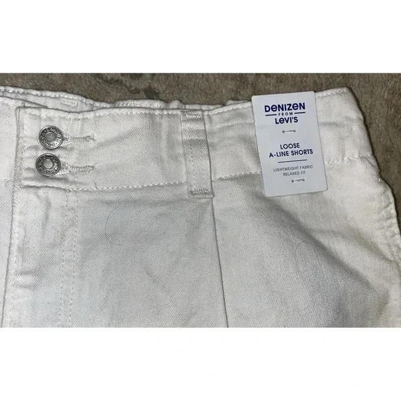 New White Levi's Denizen Womens High Loose A-line Shorts Size 14 - Picture 2 of 6